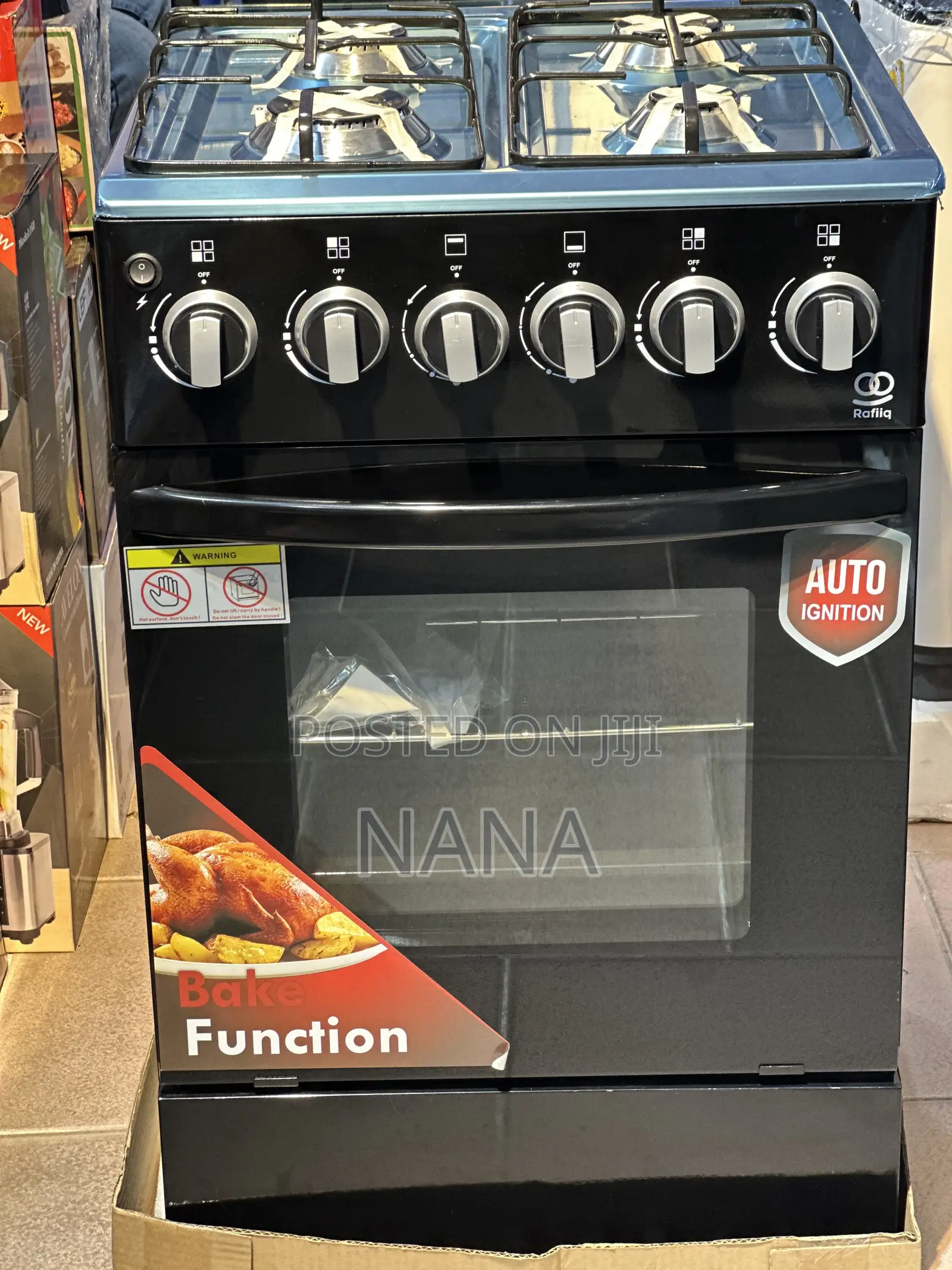 Rafiq 50x50 4burner Gas Cooker Oven With Grill Top Stainless Steel
