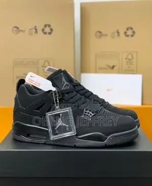 Original Air Jordan 4 Retro Nubuck Upper Black Cat