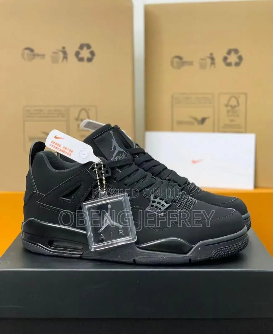 Original Air Jordan 4 Retro Nubuck Upper Black Cat