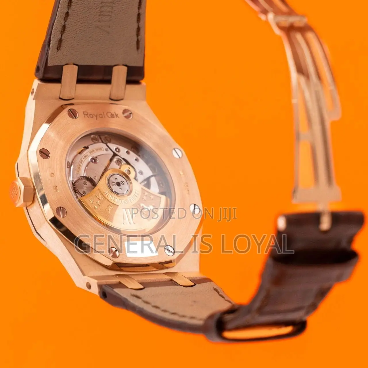 Audemars Piguet Royal Oak Rose Gold White Dial Brown Leather Strap