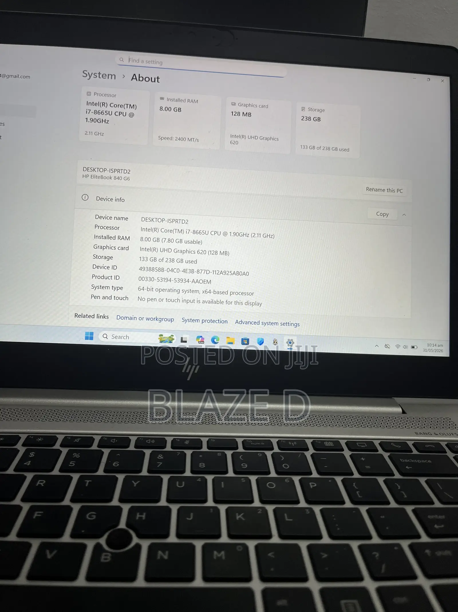 Laptop HP EliteBook 840 G6 8GB Intel Core i7 SSD 256GB
