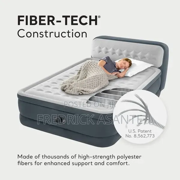 Intex Dura-Beam Deluxe Ultra Plush Headboard Air Mattress – Queen Size