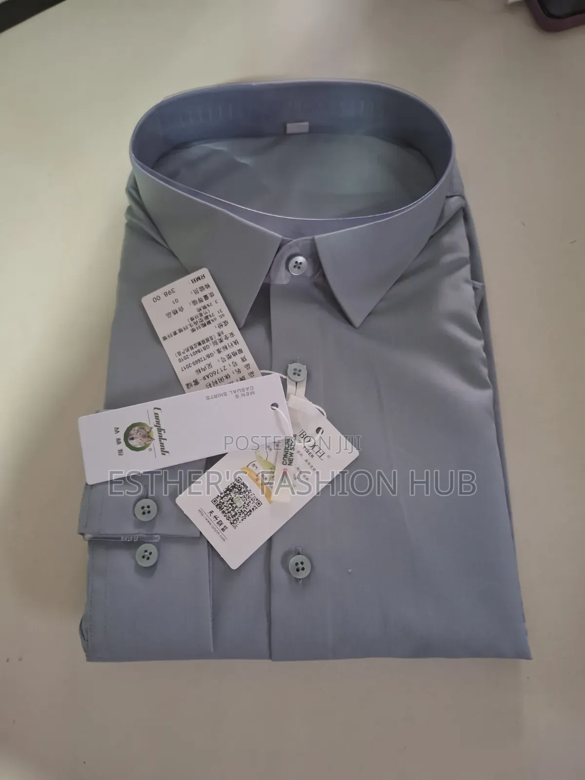 Men's Long Sleeve Shirt ( Gray Tone Dusty Blue)