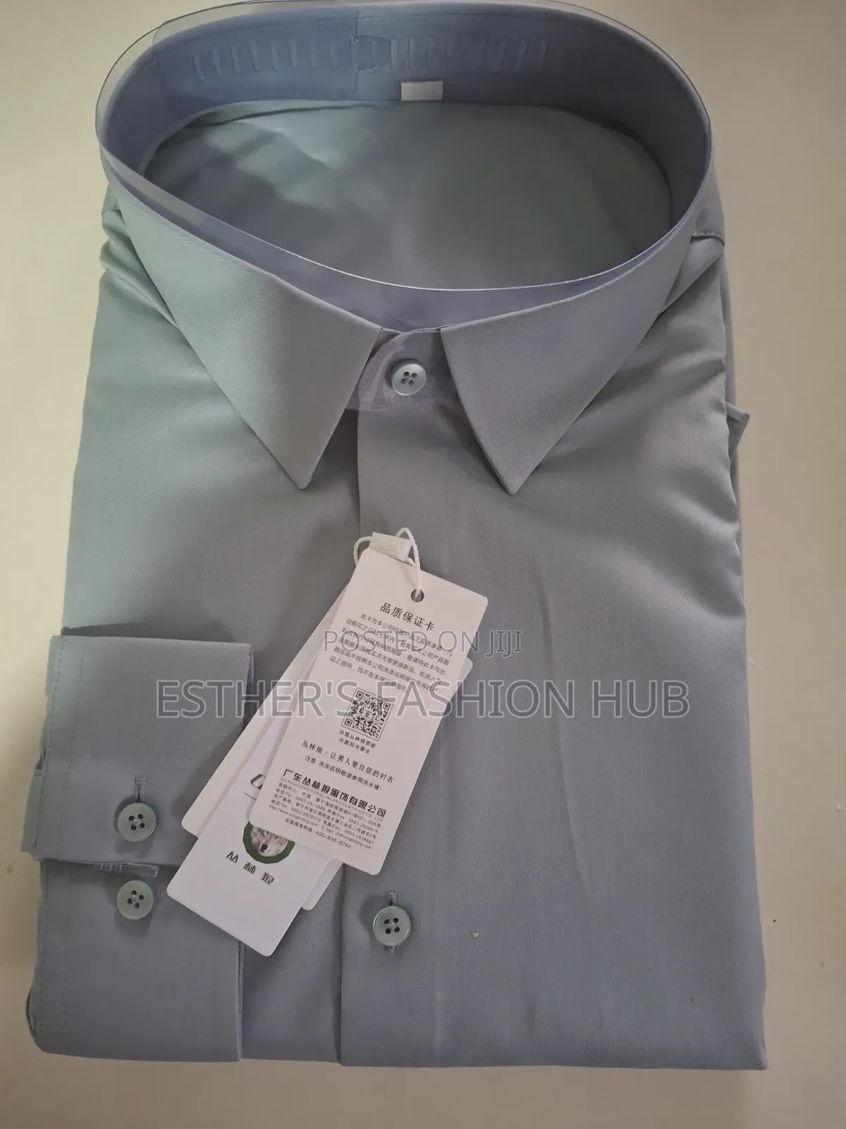 Men's Long Sleeve Shirt ( Gray Tone Dusty Blue)