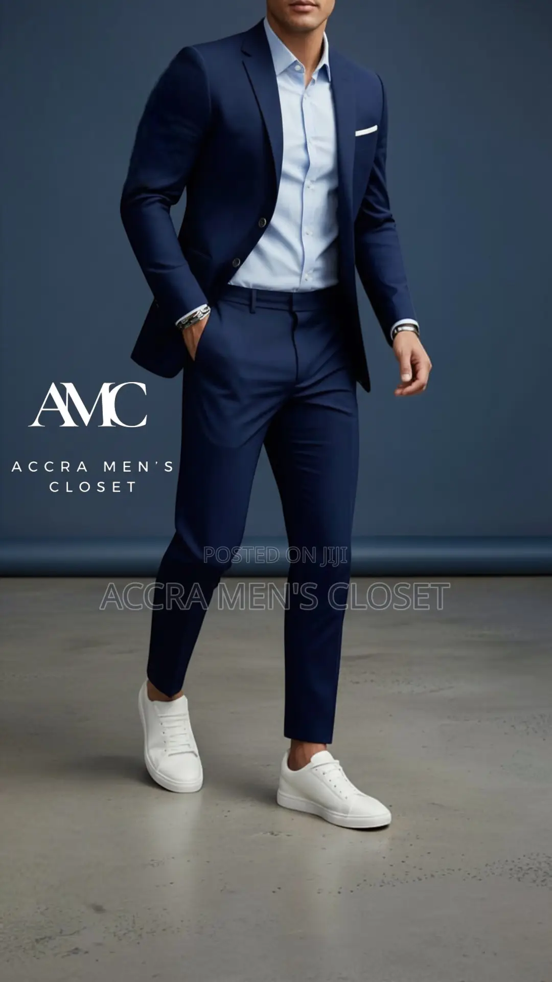 Men’S Slim Fit Navy Blue Suit – 2 Piece Business Smart Casual Suit