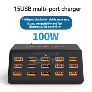 100w Multi-Port Usb Fast Charging Station - 15 Ports Desktop Hub