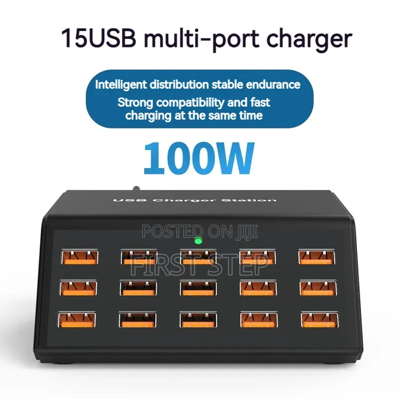100w Multi-Port Usb Fast Charging Station - 15 Ports Desktop Hub