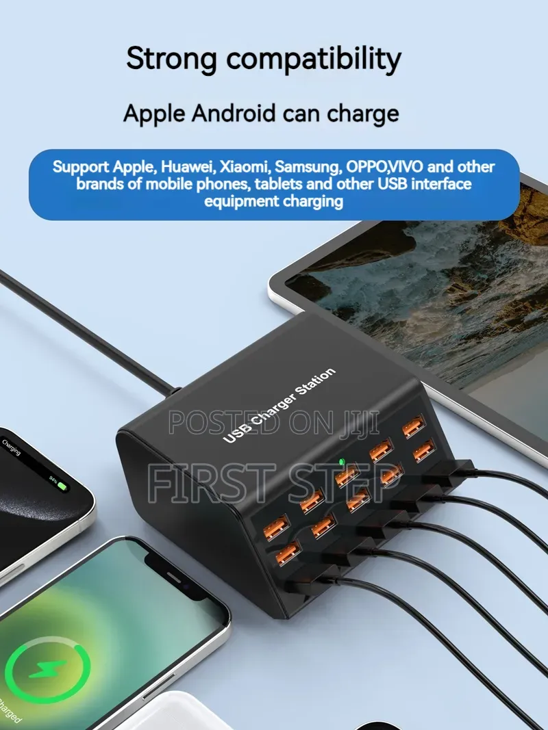 100w Multi-Port Usb Fast Charging Station - 15 Ports Desktop Hub
