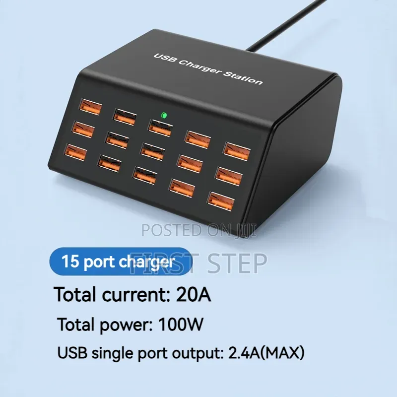 100w Multi-Port Usb Fast Charging Station - 15 Ports Desktop Hub