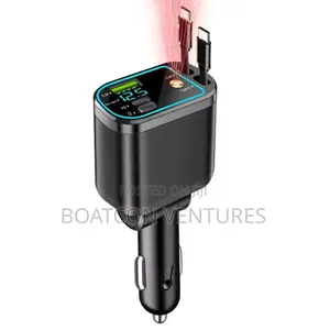 Fast Car Charger With Type C and Lightning Cables