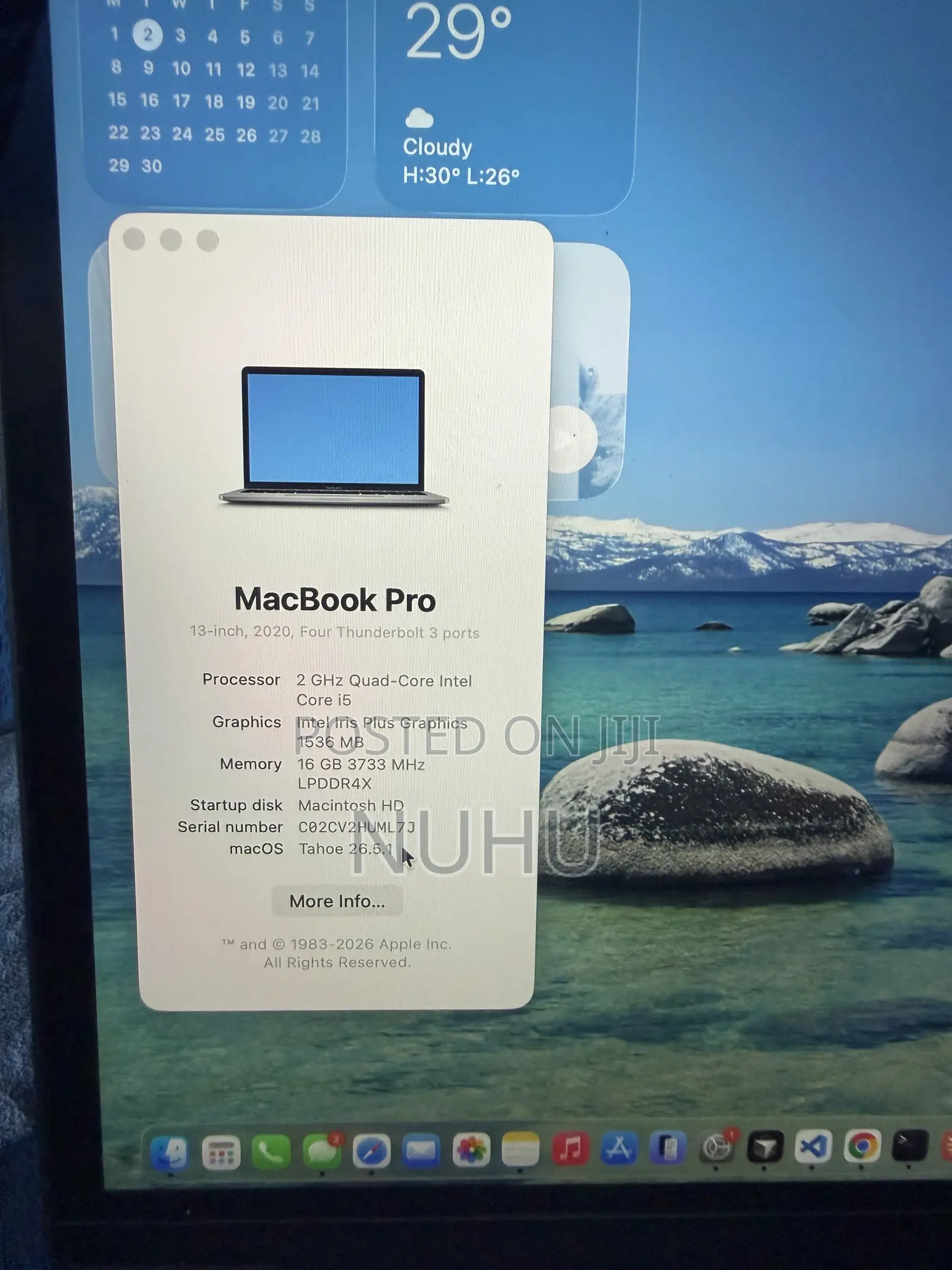 Laptop Apple MacBook Pro 2020 16GB Intel Core i5 SSD 1T
