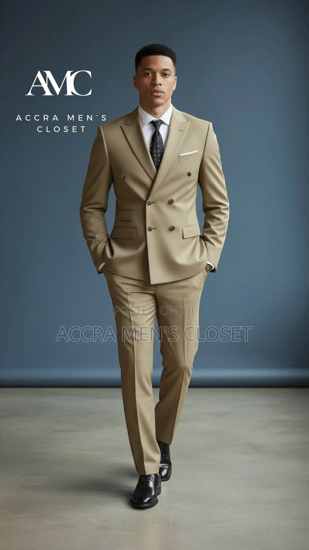 Men’S Camel Double Breasted Suit – 2 Piece Business Event Suit