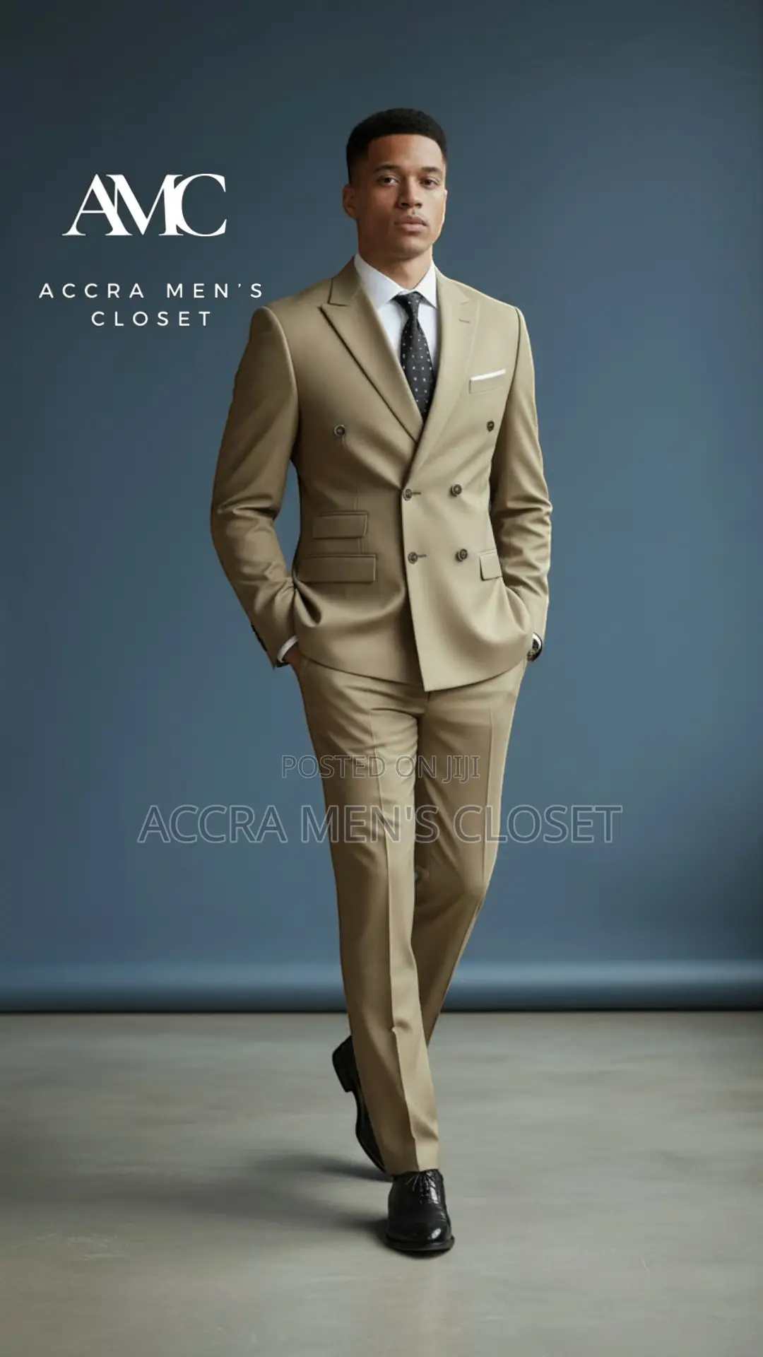 Men’S Camel Double Breasted Suit – 2 Piece Business Event Suit