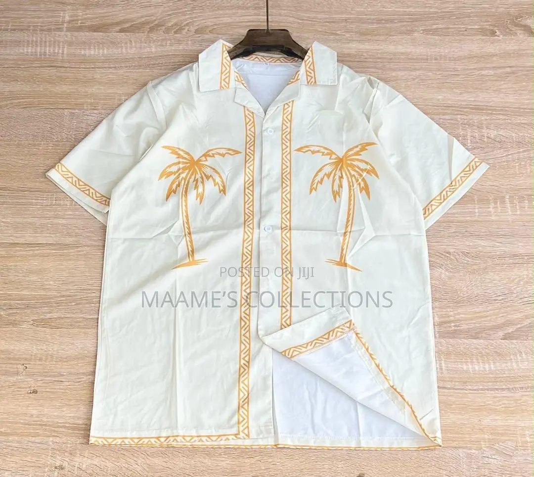 Unisex Cuban Collar Short Sleeve Summer Shirt.