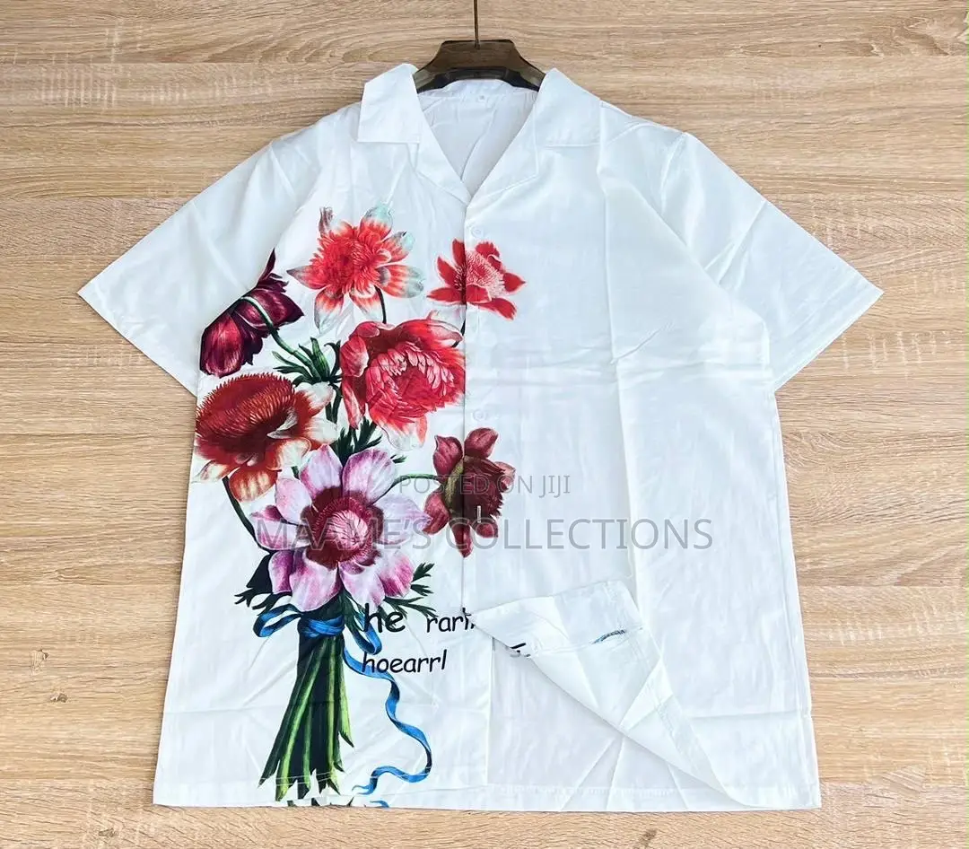 Unisex Cuban Collar Short Sleeve Summer Shirt.