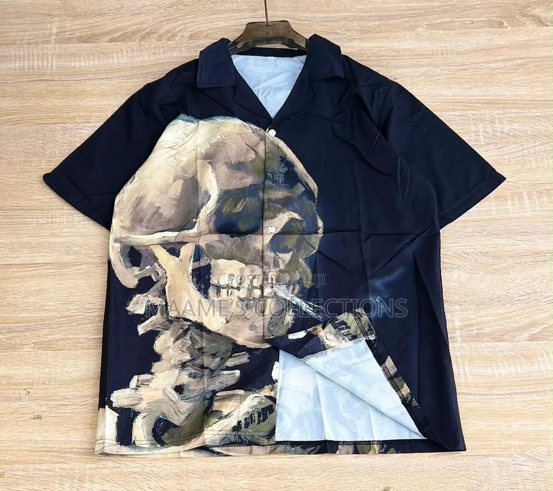 Unisex Cuban Collar Short Sleeve Summer Shirt.