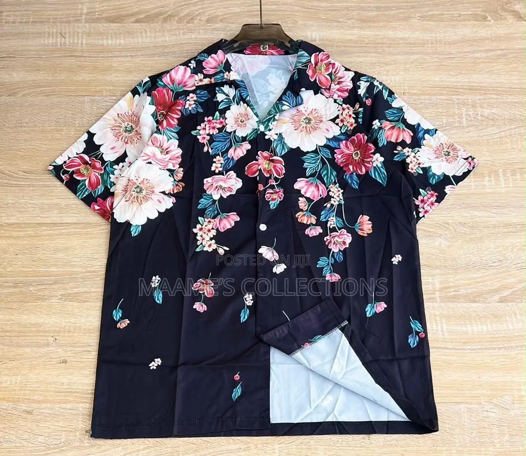 Unisex Cuban Collar Short Sleeve Summer Shirt.