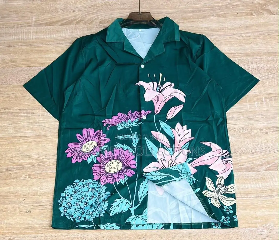 Unisex Cuban Collar Short Sleeve Summer Shirt.