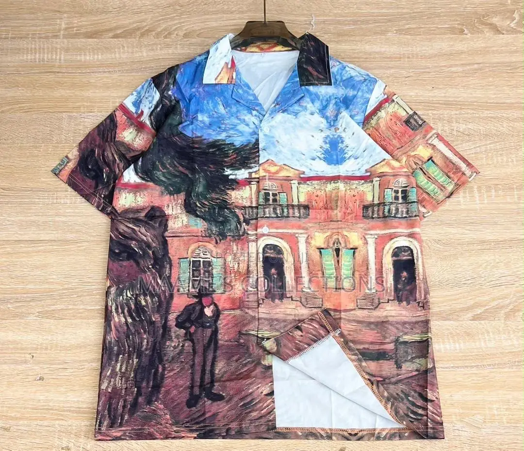 Unisex Cuban Collar Short Sleeve Summer Shirt.