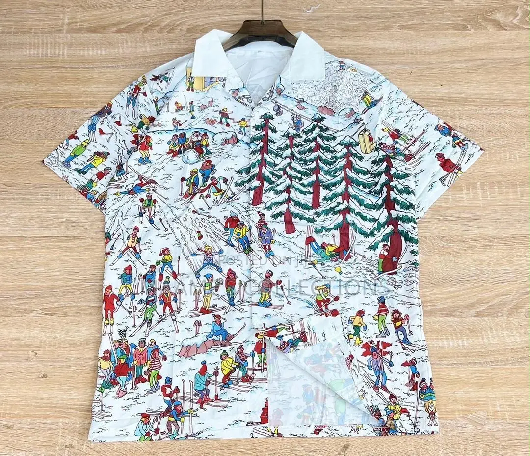 Unisex Cuban Collar Short Sleeve Summer Shirt.