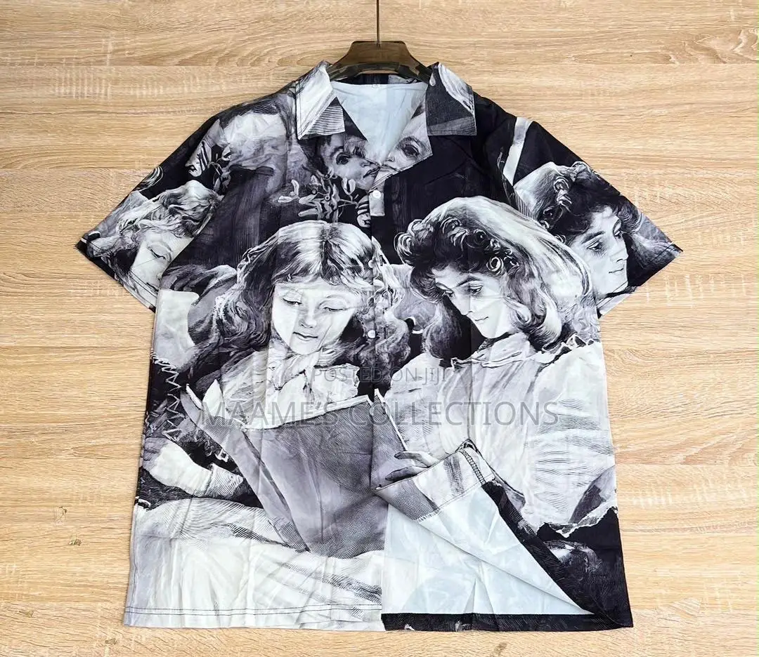 Unisex Cuban Collar Short Sleeve Summer Shirt.