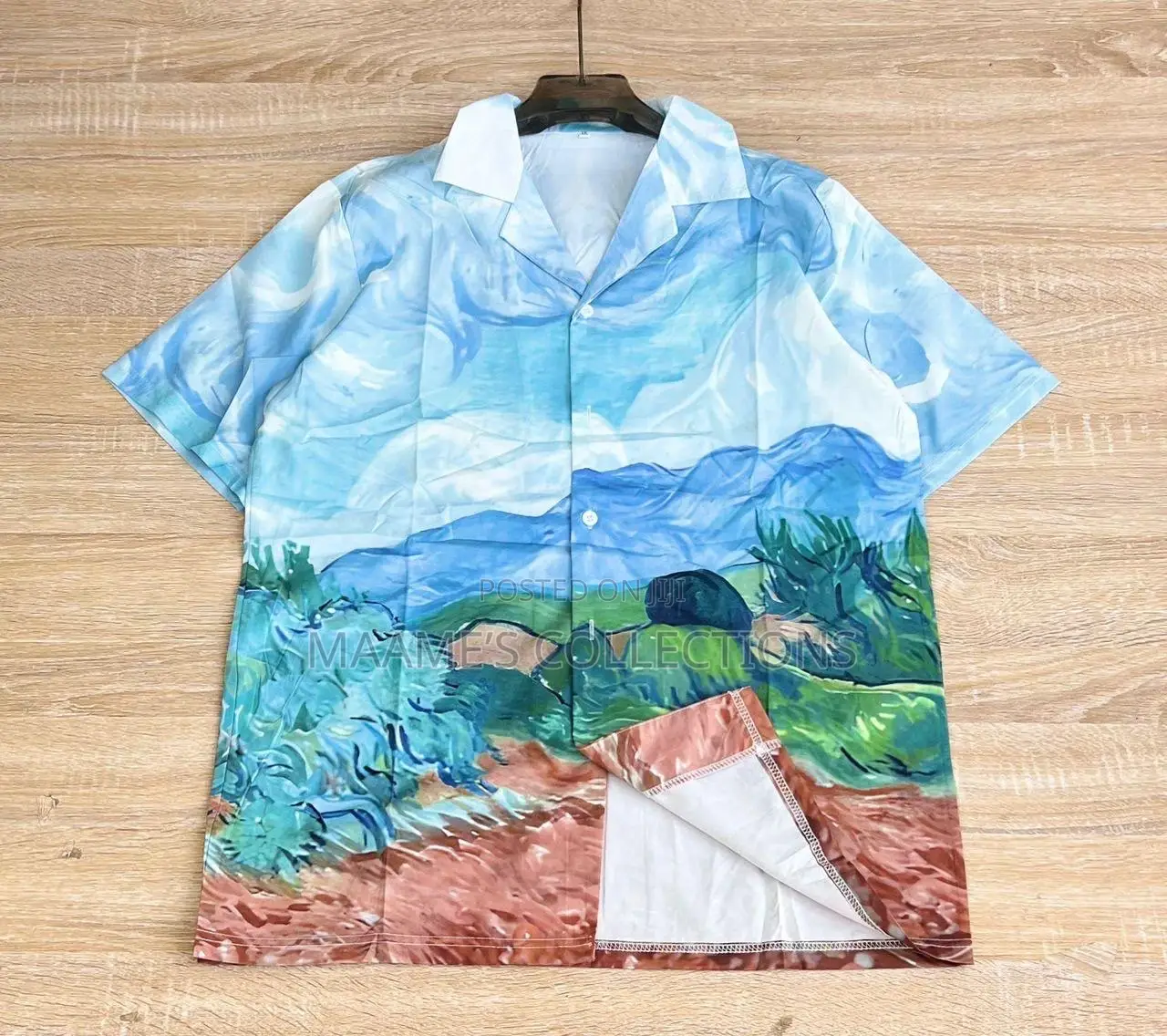 Unisex Cuban Collar Short Sleeve Summer Shirt.
