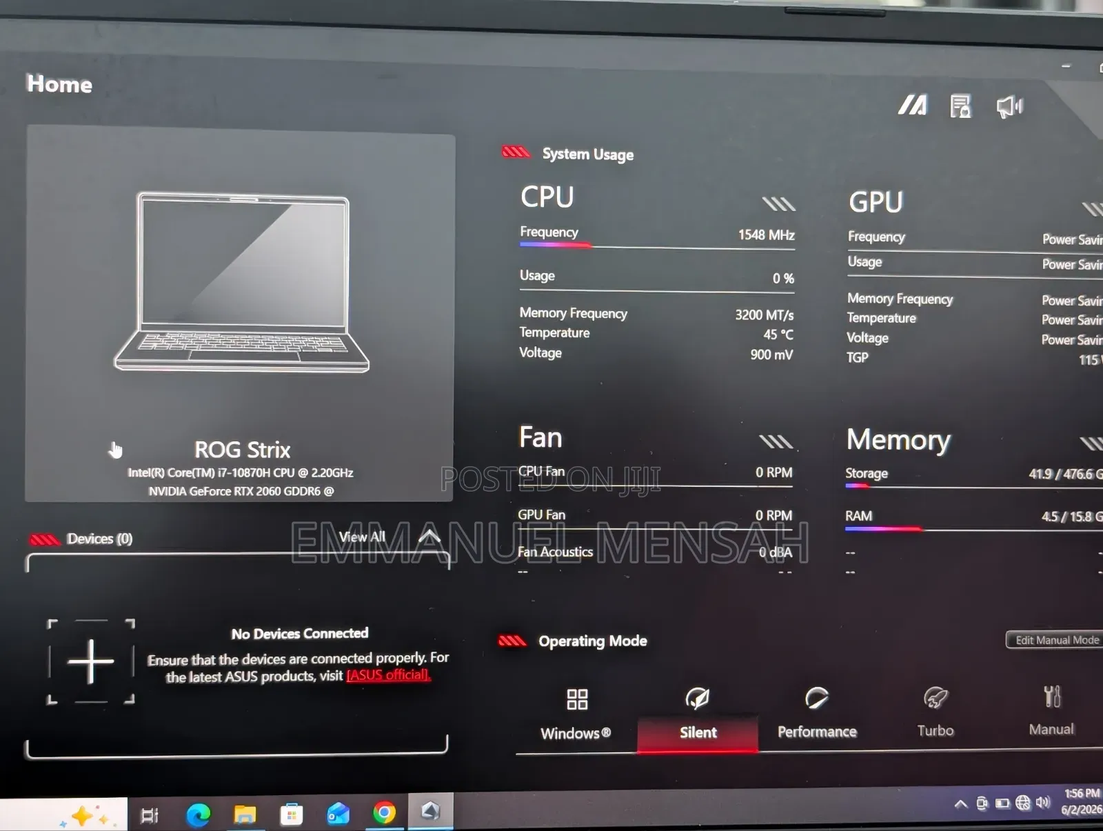 New Laptop Asus ROG Strix G15 G512 16GB Intel Core i7 SSD 512GB