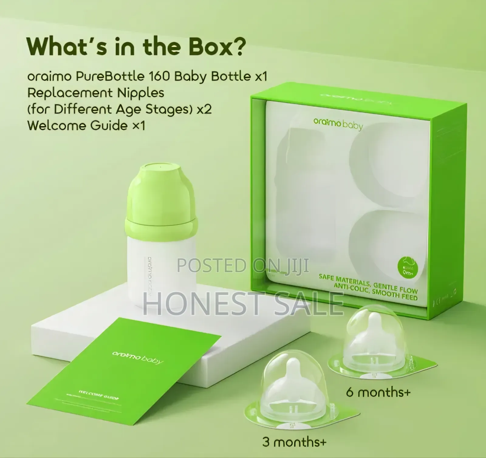 Oraimo Purebottle 160 160ml Anti-Colic Silicone Glass Baby Bottle