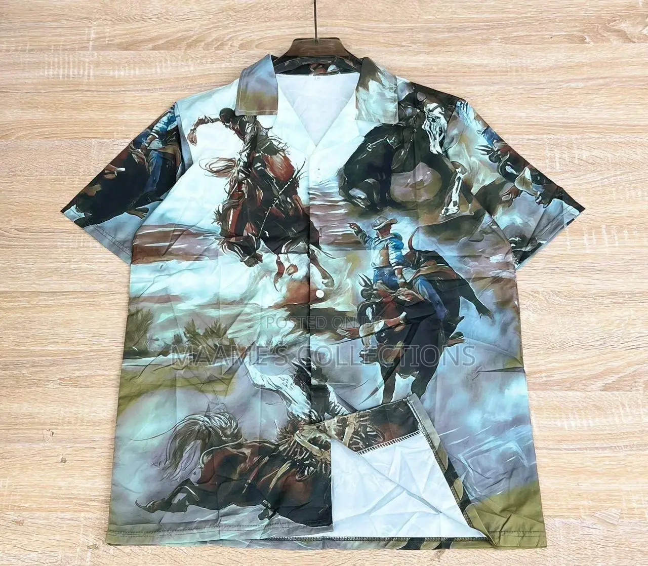 New Men's Vintage Print Short-Sleeve Shirt