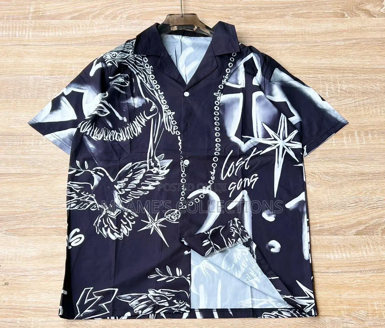 New Men's Vintage Print Short-Sleeve Shirt