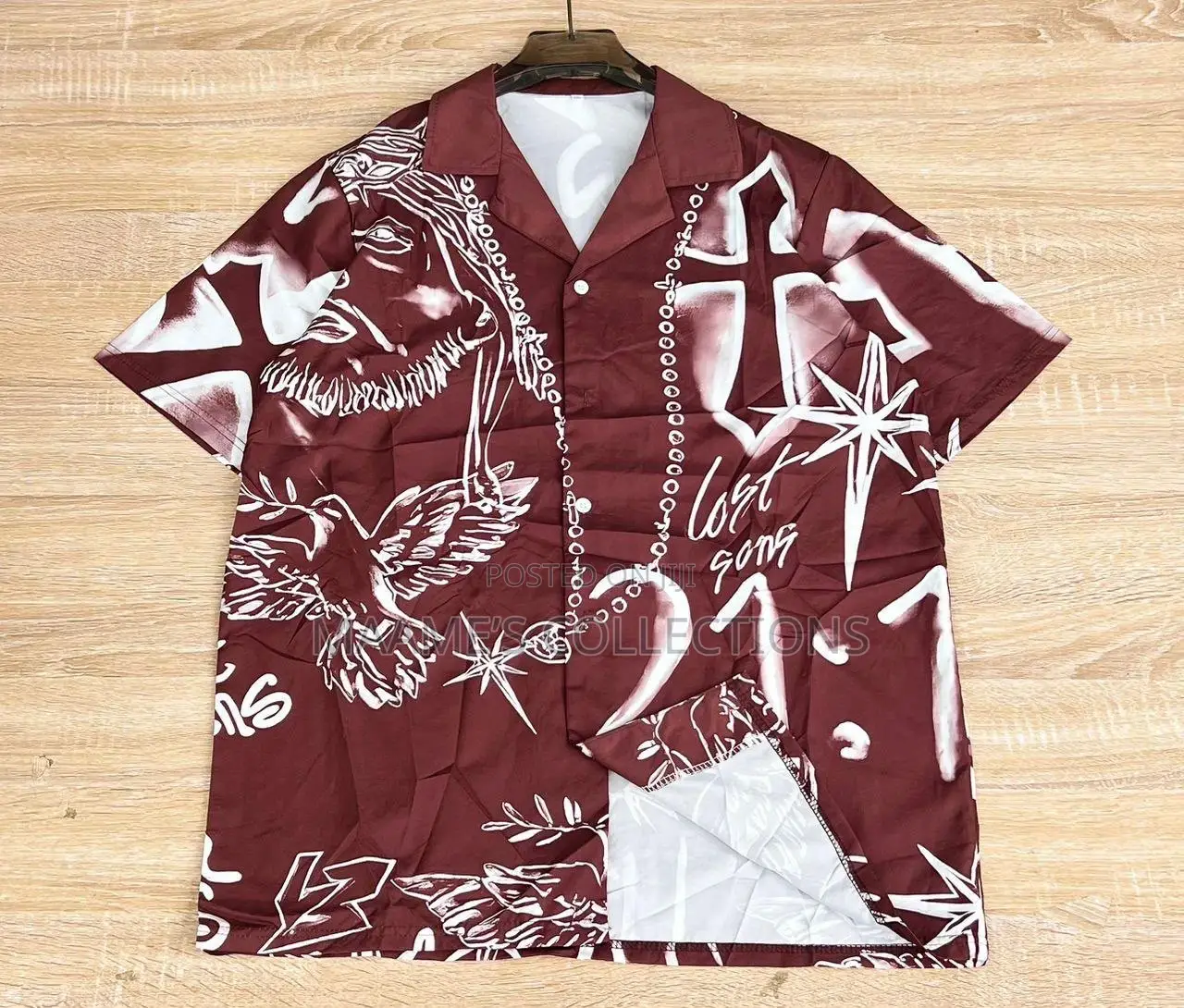 New Men's Vintage Print Short-Sleeve Shirt