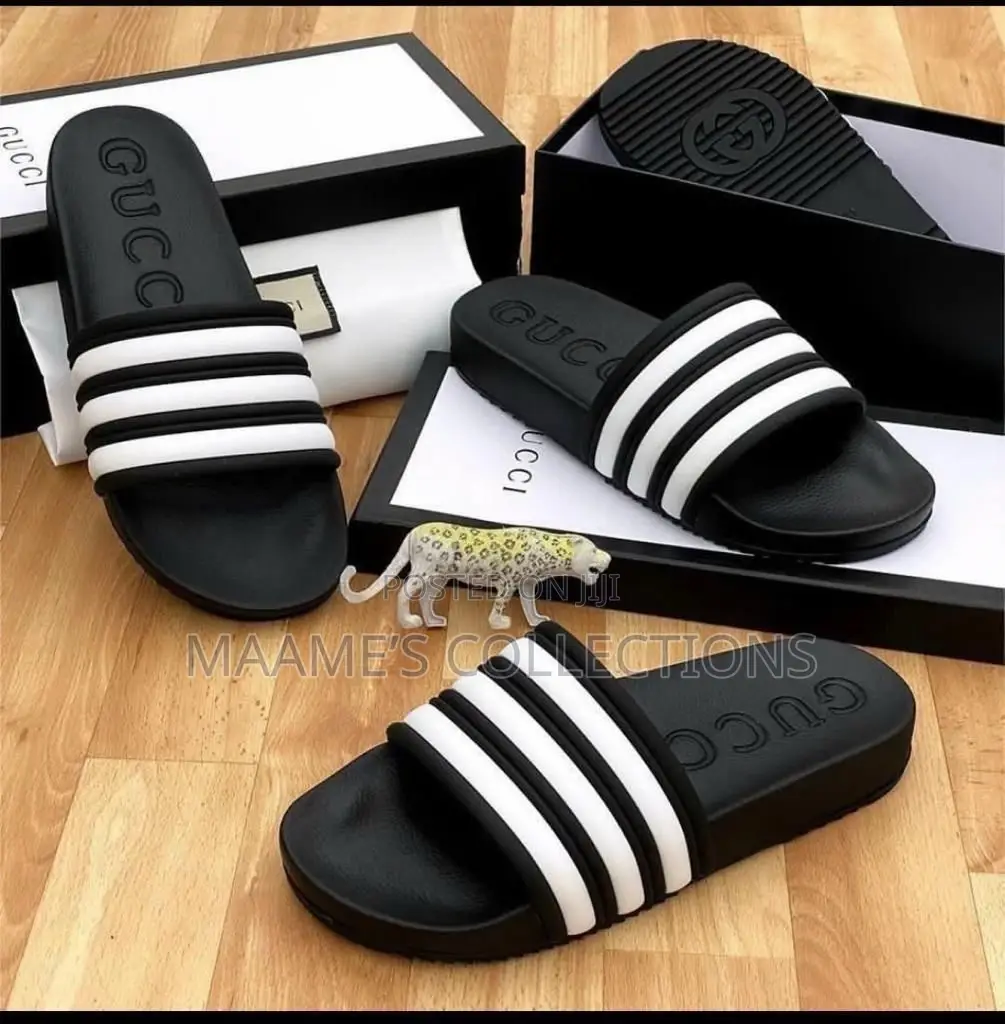 Gucci Unisex Black and White Slides / Slippers / Sandals