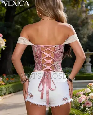 Vexica Women Fashion Bustier Crop Top, Featuring Off-shoulder Neckline