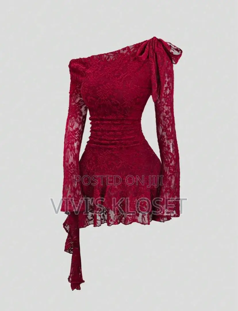 Sweetra Y2k Sexy Lace Asymmetric Shoulder Asymmetrical Hem Dress