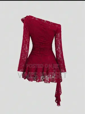 Sweetra Y2k Sexy Lace Asymmetric Shoulder Asymmetrical Hem Dress