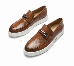 Brown Leather Lug-Sole Loafer.