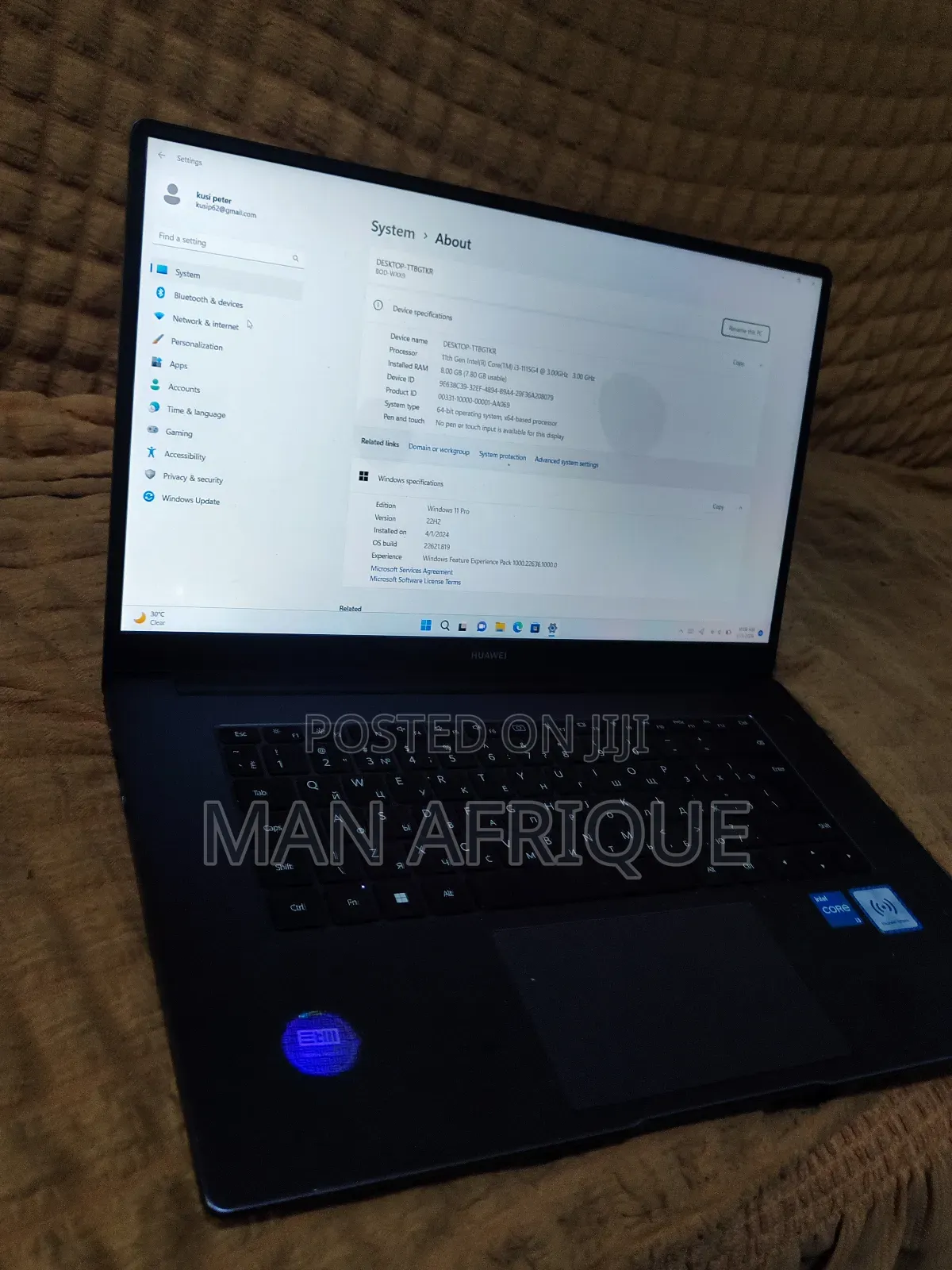 Laptop Huawei Matebook D 15 8GB Intel Core i3 SSD 512GB