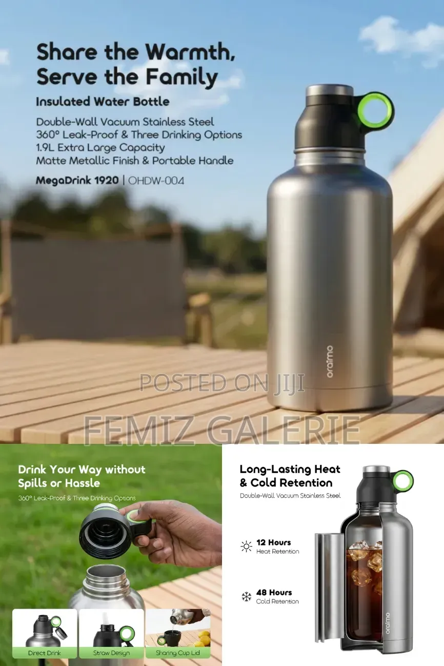Oraimo Megadrink 1920 Leakproof Generous 1.9l Insulated Water Bottle