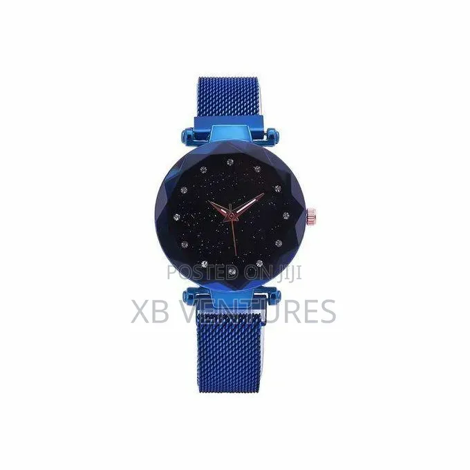 Magnet Buckle Starry Wristwatch Women Watches - Blue