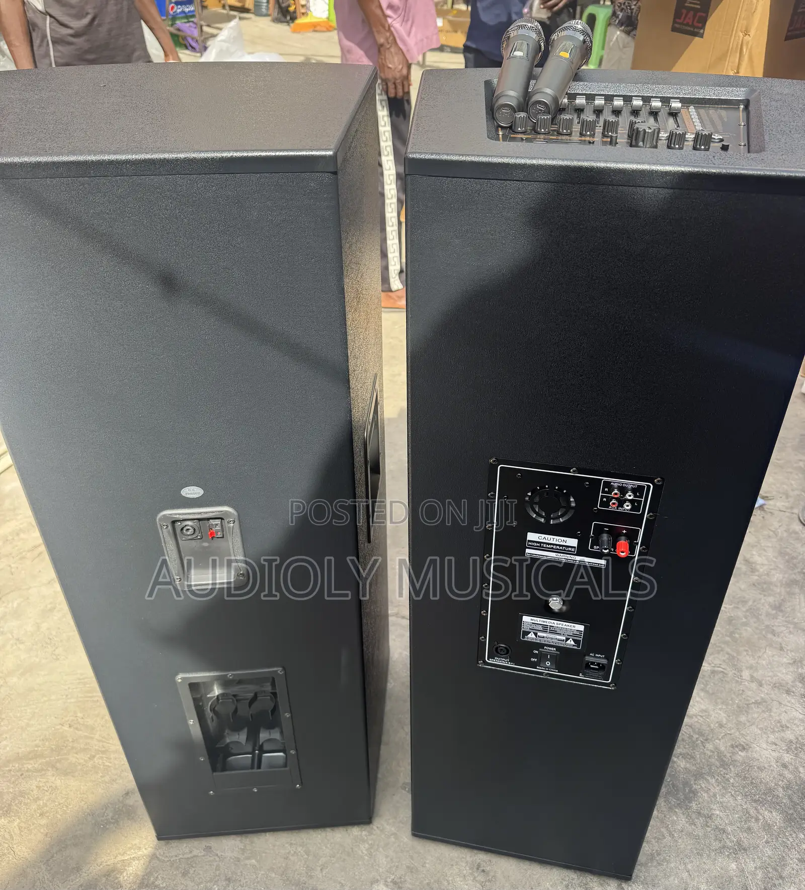 Active Full Range Speaker Pair With Two Microphones and Cables