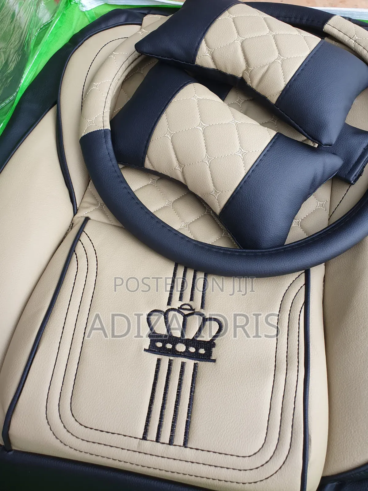 Luxury Five Seater Car Cover Beige and Black