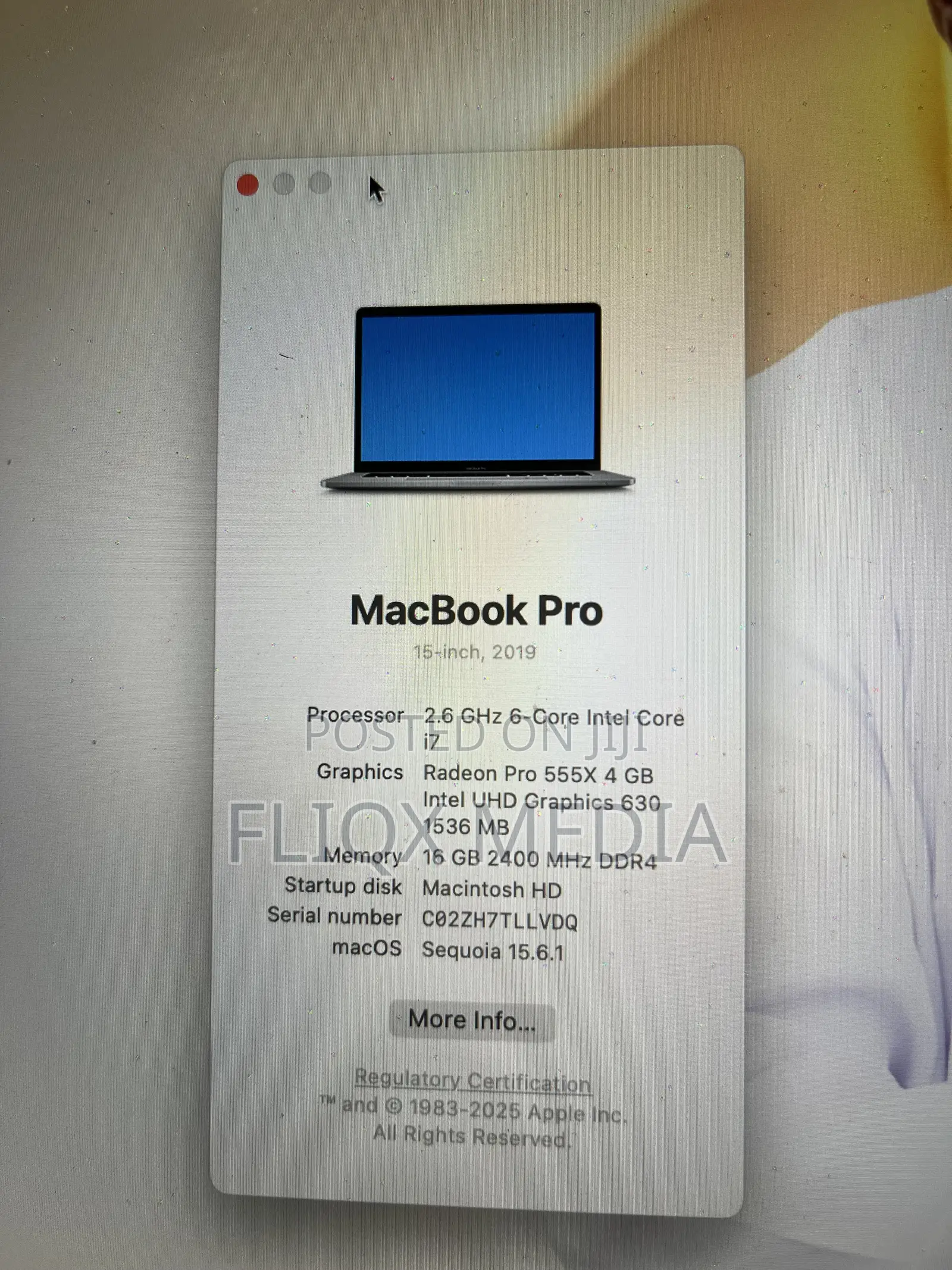 Laptop Apple MacBook Pro 2019 16GB Intel Core i7 SSD 512GB