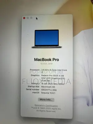 Laptop Apple MacBook Pro 2019 16GB Intel Core i7 SSD 512GB