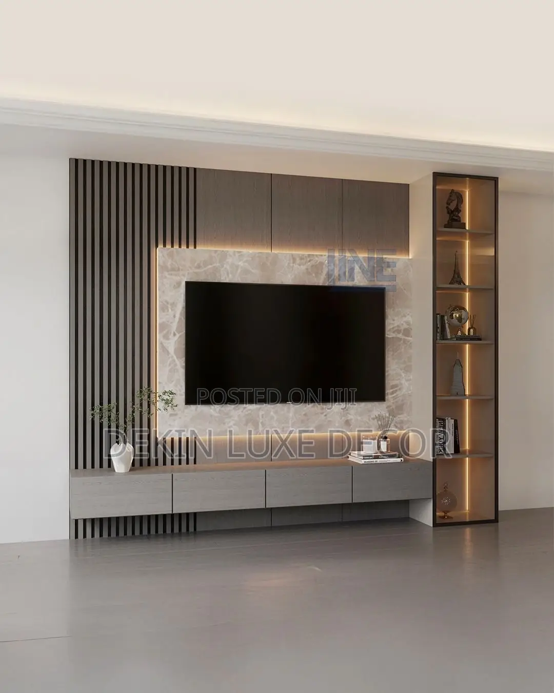 Tv Unit With Fluted Panels