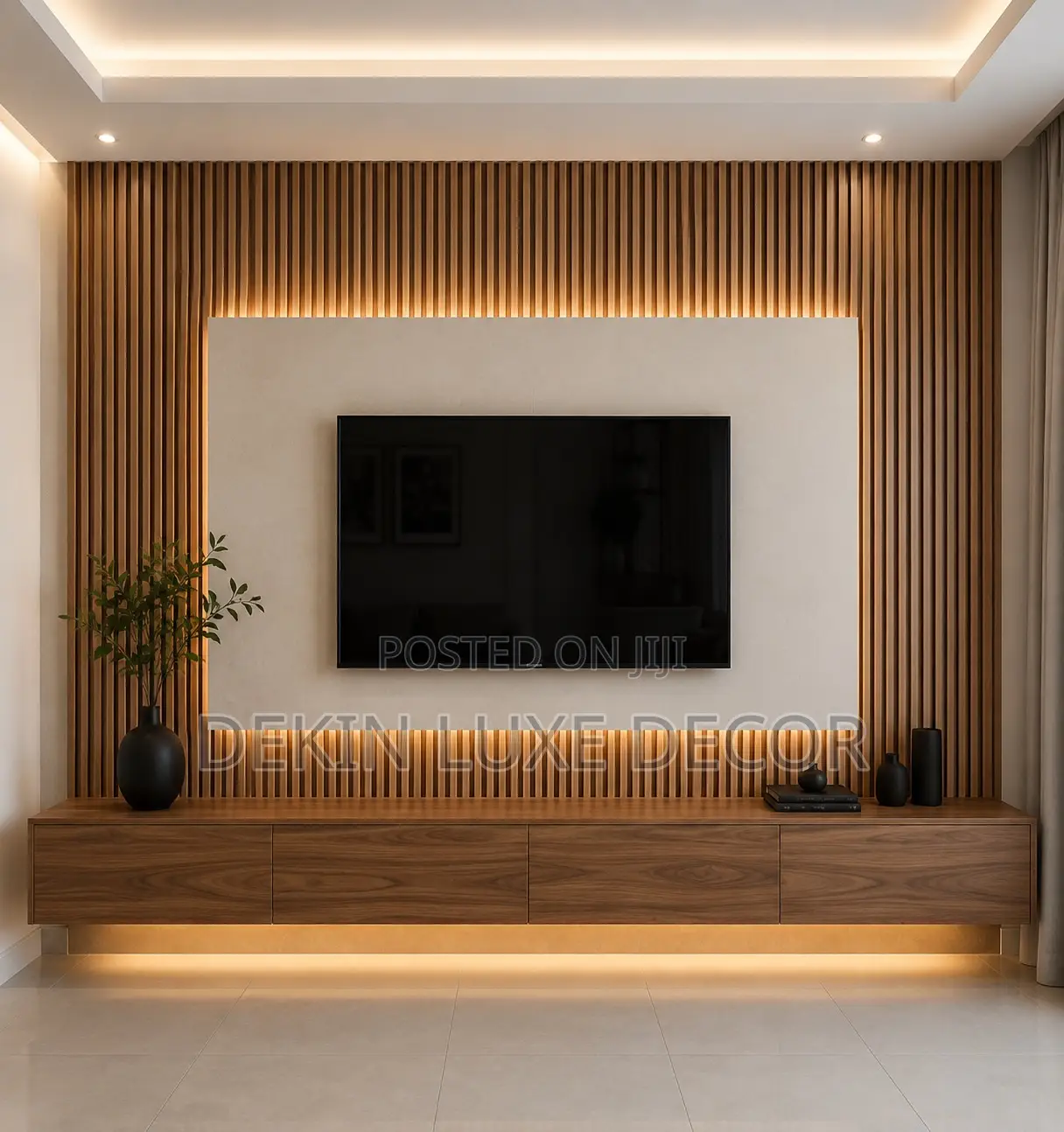Tv Unit With Fluted Panels
