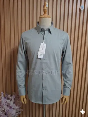 Men's Long Sleeve Shirt ( Gray Tone Dusty Blue)