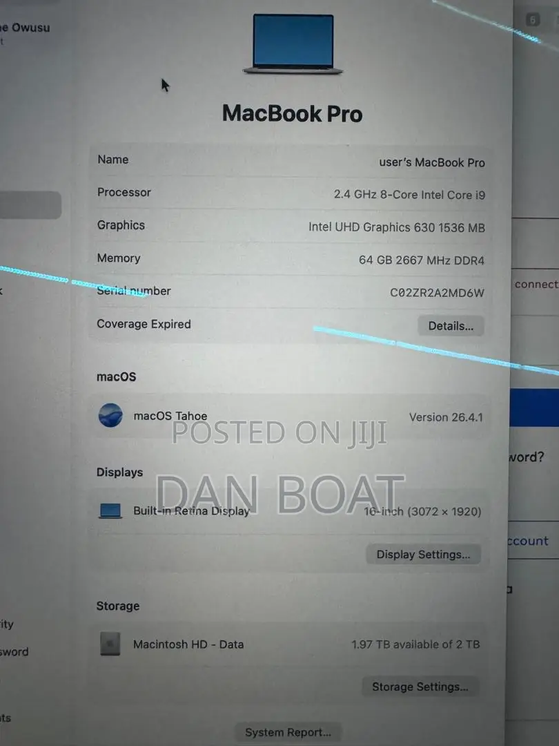 Laptop Apple MacBook Pro 2019 64GB Intel Core i9 SSD 2T