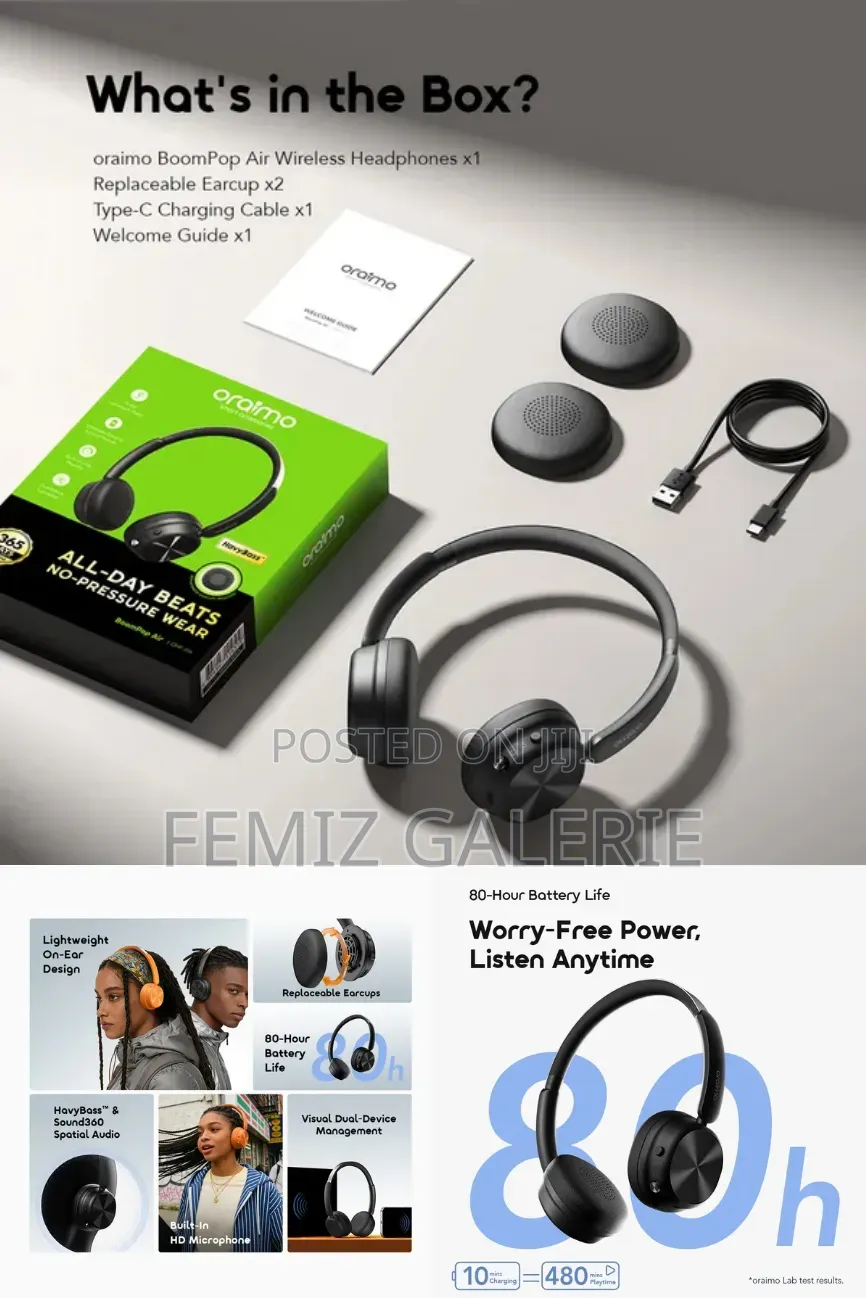 Oraimo Boompop Air Lightweight on-Ear Wireless Headphones