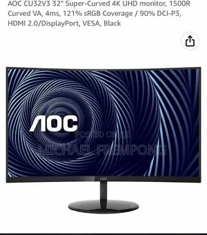  Aoc 32” Curved Uhd Monitor (Cu32v3) – Excellent Condition 