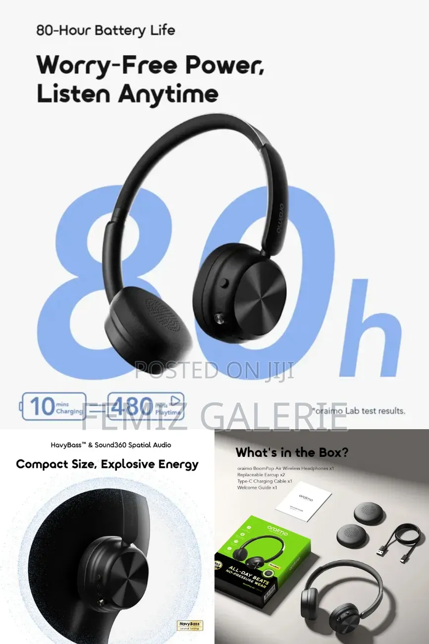 Oraimo Boompop Air Lightweight on-Ear Wireless Headphones
